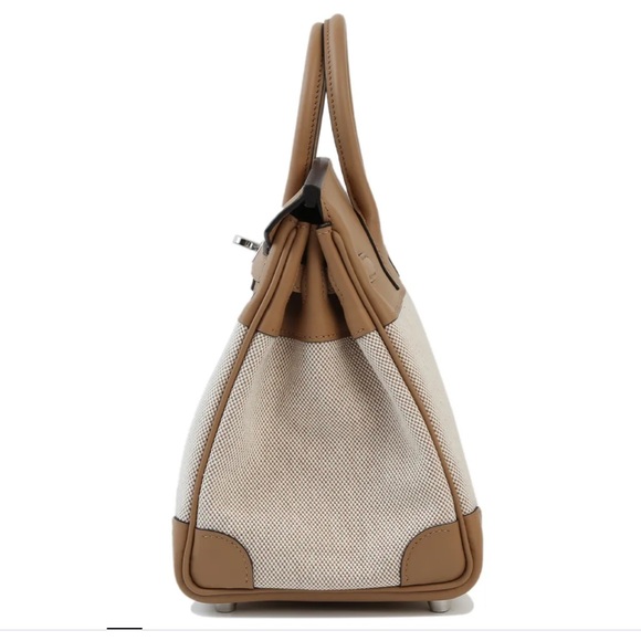 HERMÈS Limited Edition Birkin 25 handbag in Chai Swift leather and Toile H - Picture 3 of 14